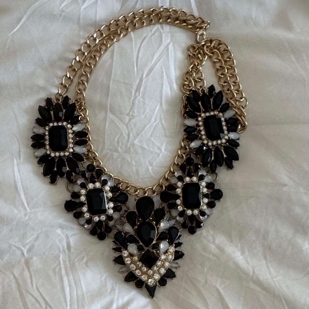 Black and Gold Statement Necklace